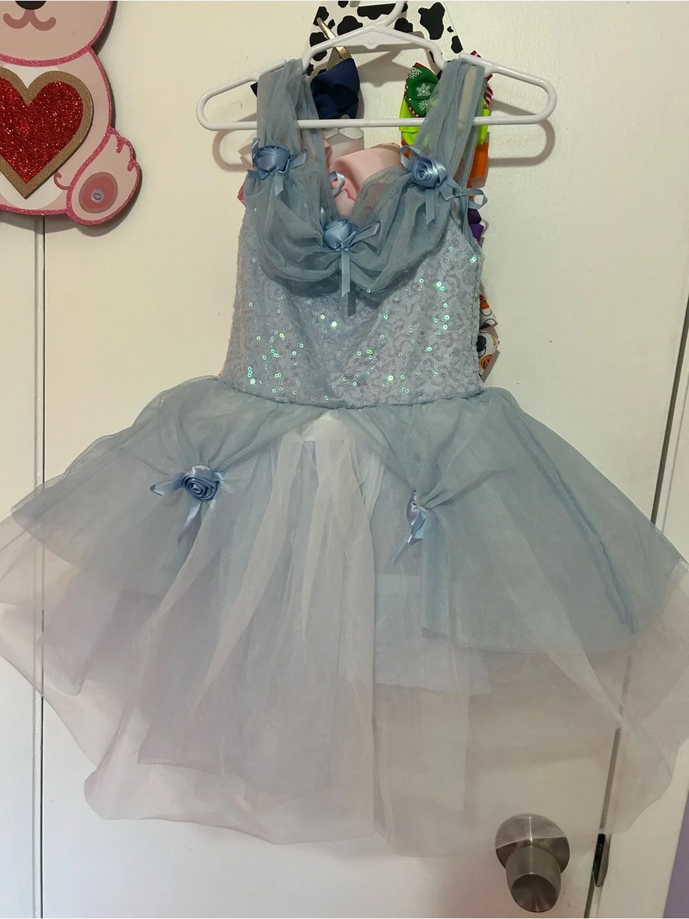Light Blue Sequin Tulle Princess Costume Dress for Kids